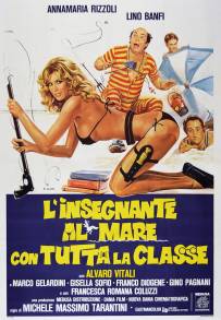 L'insegnante al mare con tutta la classe